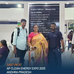 Welcoming visitors to our booth in Andhra Pradesh. We are always excited to connect with individuals and businesses passionate about solar.