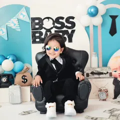 This Boss Baby is in charge. Our popular theme comes with a mini executive chair, bags of money, and a whole lot of attitude for your little CEO.