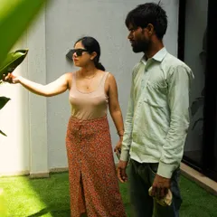Hiii there, it's me, Sanchaita. Here I am on a site visit, discussing plant choices with my team. I personally oversee every project to ensure it meets both my standards and your vision.