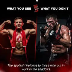 People see the victory, but they don't see the sweat and pain that happens in the shadows. Champions are built through relentless hard work when no one is watching.