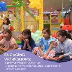We host engaging workshops that inspire kids to explore and learn. Here, a group of children are captivated by a presentation or show during a party.