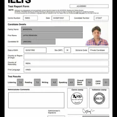 Jatin Prakash's official Test Report Form shows a consistent performance, resulting in an overall score of 7.0. Our comprehensive course ensures students build a solid foundation across all four skills required for the IELTS exam.