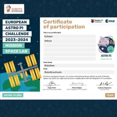 This certificate was awarded to our student team, Eshaan and Adhya, for successfully running their computer program on the ISS. It marks a monumental achievement in their coding journey.