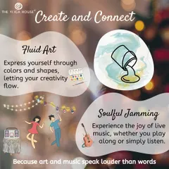 Create, connect, and experience the joy of being present. Our events often include fluid art to let your creativity flow and soulful jamming sessions where you can play along or simply listen.