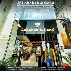 Welcome to Lohchab & Sons. This is the entrance to our Pitampura store, a destination for custom tailoring, ceremonial wear, and branded clothing, where our team is ready to assist you.