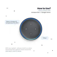 Using voice control is incredibly simple. All you need is an Amazon Echo or Google Home device. Just speak your command, like "Alexa, change AC temperature to 25 C," and the system does the rest.