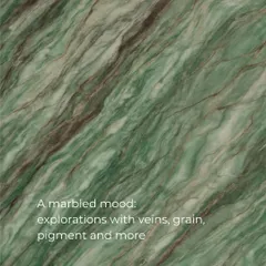 An exploration of green marble, showcasing its rich pigment and dynamic veins. We use natural stone not just as a surface, but as a character-defining element in our spaces.