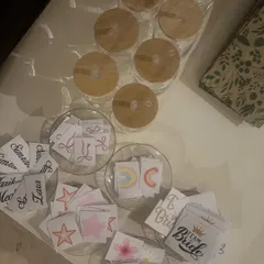 Here are the supplies for our 'Design Your Own Sipper' activity. We provide a variety of stickers, decals, and names so each guest can create a glass that is perfectly 'them'.