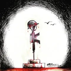 This is a solemn editorial illustration I created to honor the soldiers we lost in the Pulwama terror attack. Sometimes, a simple, powerful image without words conveys the deepest respect and sorrow.