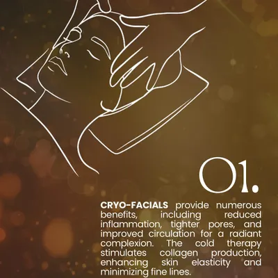 Get your glow on for the festivities. This graphic explains the benefits of our cryo-facials, which reduce inflammation and tighten pores for a radiant complexion. It was part of a special Diwali offer for our clients.