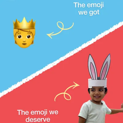 A little social media fun! We got the prince emoji, but I think the one we deserve is the one with the handmade bunny ears. It perfectly captures the creative spirit of our kids.