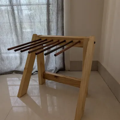This beautiful wooden pasta drying rack was built by Raghav during his woodworking pass at our lab. It's a perfect example of a functional, handmade item created in our space.