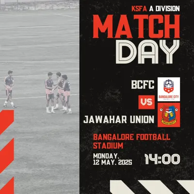 Matchday graphic for our KSFA A Division game. We treat every match with professional focus.