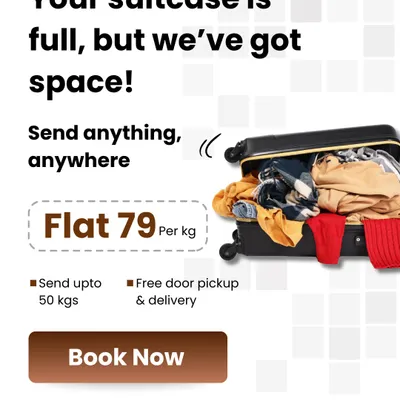 Is your suitcase full? We've got space. Send your extra luggage anywhere with us at a flat rate of just 79 per kg, including free door pickup and delivery. Travel light and leave the heavy bags to us.
