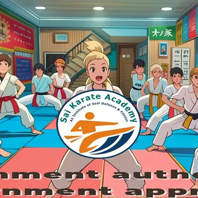 A creative graphic representing our government authorized and approved academy, where students of all ages learn self-defense and fitness.