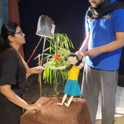 And so the work begins. Our team rehearsing a scene, figuring out the lighting and movement to bring a puppet to life.