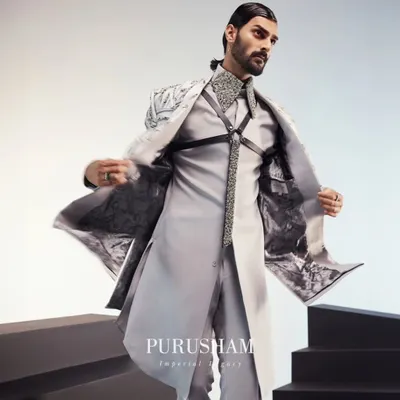 For my Summer '24 collection, I elevated a simple grey outfit with asymmetrical cuts and unique, textured embellishments. This look is fresh, modern, and makes a statement without saying a word.