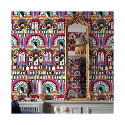 For the client who is not afraid of colour, the 'La Dolce Vita' wallpaper is a celebration of life. Its vibrant palazzos and playful motifs can transform a simple wall into an explosion of joy and energy. I use such designs to make a powerful statement.