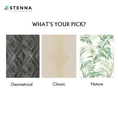 What's your style? This image compares three popular design themes: a dark geometric, a classic neutral, and a nature-inspired leaf print. We can help you discover which aesthetic is right for you.