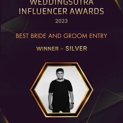 We are so proud to have won the Silver award for 'Best Bride and Groom Entry' at the WeddingSutra Influencer Awards 2023. A big thank you to our team and clients!