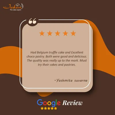 A wonderful 5-star review from Yashmita, who loved our Belgium truffle cake and excellent choco pastry. We're so glad the quality was up to the mark.