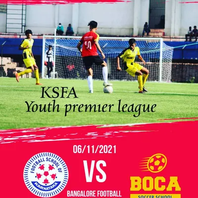 This is a match day poster for our game in the KSFA Youth Premier League. We compete against other top soccer schools at the Bangalore Football Stadium, putting our training to the test.