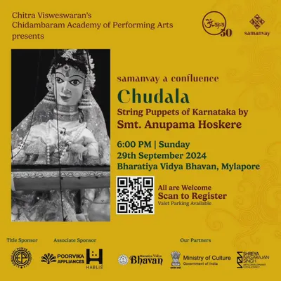 An invitation to our special string puppet show 'Chudala', a profound story from the Yogavasishta about wisdom, harmony, and self-realization.