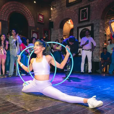 A shot from my second ever hula hoop performance. I was so happy to be part of this growing community and share the stage with so many talented hoopers.