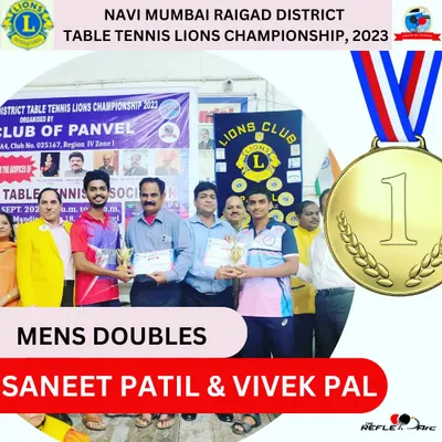 Proud to see my students Saneet Patil and Vivek Pal winning the Men's Doubles at the Navi Mumbai Raigad District Lions Championship. Teamwork makes the dream work.