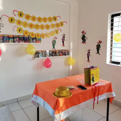 A Geronimo Stilton themed birthday setup! I love decorating the studio to match any theme and make the celebration extra special.