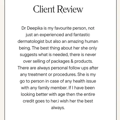 This review highlights my core philosophy: I only suggest what is necessary and never oversell products or packages. Building a long-term, trusting relationship with my patients is the most important part of my practice.