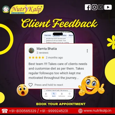 Mamta Bhatia highlights our core values: customized diets and regular follow-ups for motivation. We are proud to be the "Best team" for our clients.