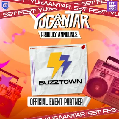 Announcing my own brand, Buzztown, as the official event partner for Yugaantar Fest. This demonstrates my active role in co-creating and executing events.