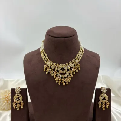 My Royal Hathi antique gold necklace set, featuring beautifully crafted elephant motifs. This piece is perfect for those who love jewellery with traditional symbolism and a story.