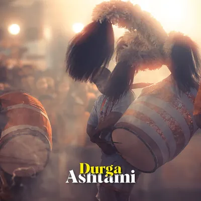 The energy of Durga Ashtami captured during the Sandhya Aarti in CR Park, Delhi. The backlighting and the motion of the dhak drummers create a powerful, high-energy photograph.