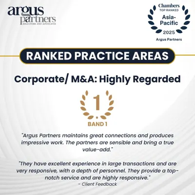 We are honored to be ranked Band 1 for Corporate/M&A by the Chambers and Partners Asia-Pacific Guide 2025. Client feedback highlights our ability to produce impressive work and provide sensible, value-add service on large transactions.