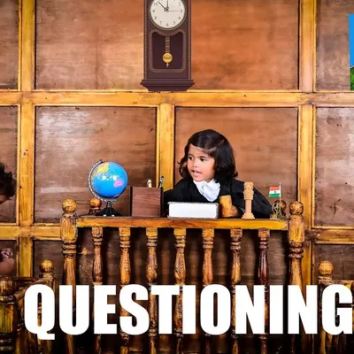 A fun and imaginative courtroom scene with two children playing the roles of a judge and a witness. This shows my ability to create elaborate and interactive setups.