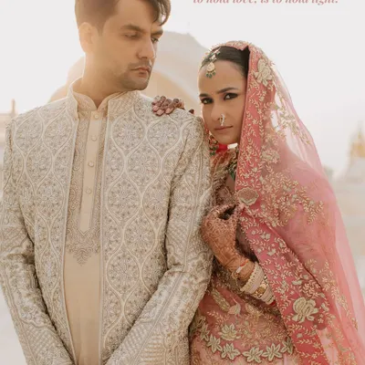 "To hold love, is to hold light." Shreya and Tushar in Jaipur, captured in the soft, golden hour light. This portrait showcases our signature style of blending classic romance with modern artistry against a historic backdrop.