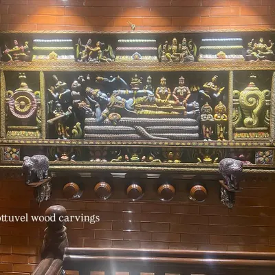 A client shared this picture of our Ranganathaswamy panel installed in their home. The backlighting creates a dramatic effect, turning the carving into a stunning spiritual and artistic centerpiece.