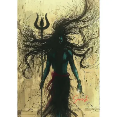 My digital painting of Mahakaal, the fierce form of Lord Shiva. I tried to capture his raw, timeless energy, from his wild jatas to the mighty Trishul. This piece is a blend of spiritual devotion and modern digital art.
