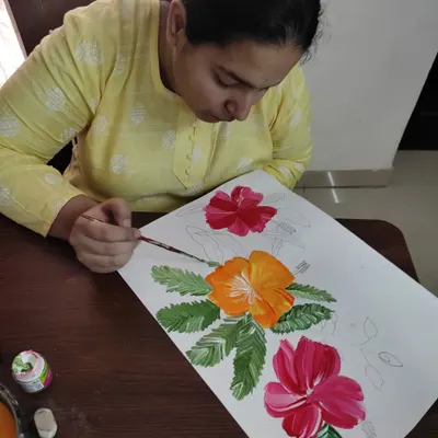 As an artist and educator, I am personally involved in developing every aspect of Kalarang Club. This is me, working on a piece, constantly exploring the techniques and ideas that I share with your children through my kits.