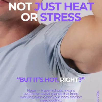 If you sweat excessively even when you are not hot or stressed, you may have hyperhidrosis. This is a medical condition caused by overactive sweat glands, and it is treatable.