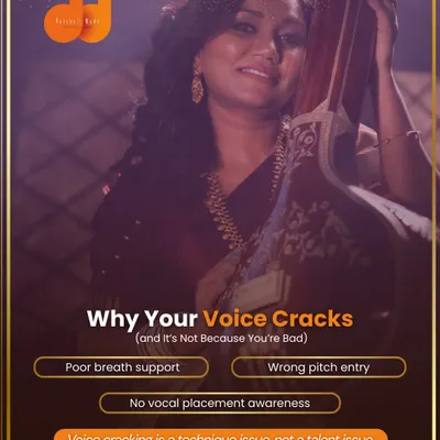 Does your voice crack when you sing? This is a technique issue, not a talent issue. This graphic explains the common causes, like poor breath support and wrong pitch entry, which we can fix with proper training.