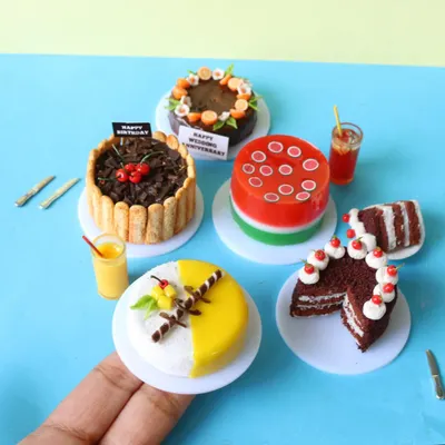 A beautiful assortment of my miniature cakes, including chocolate, red velvet, and a fun watermelon jelly cake.