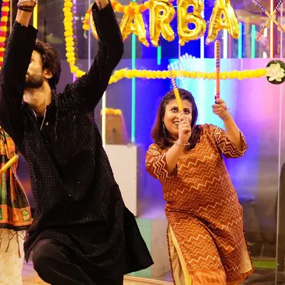 An action shot of our instructor and a student lost in the rhythm during our Garba workshop. The energy on the dance floor is always electric.