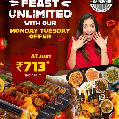 Feast unlimited with our Monday and Tuesday offer. Enjoy our entire grand buffet for just ₹713 and make the start of your week delicious.