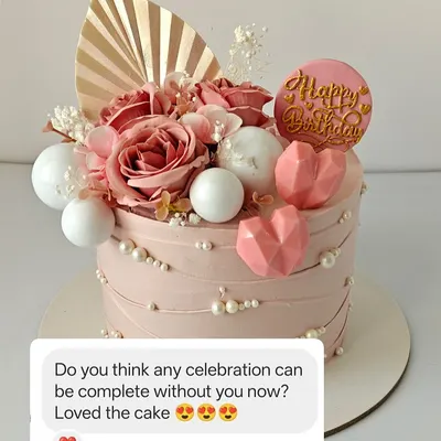 The ultimate compliment! A client's message after receiving a surprise cake for his wife, asking if any celebration can be complete without my cakes now. This makes all the hard work worthwhile.