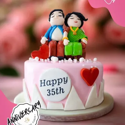 We believe your cake should tell your story. For this couple's 35th anniversary in New Friends Colony, we created custom fondant toppers to capture their journey together, side-by-side after all these years.