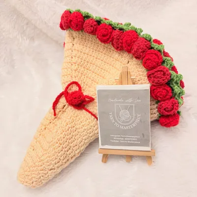 This is my viral rose blanket, designed to fold up into a beautiful rose bouquet. It's a unique and functional piece of decor that adds a touch of elegance to any room.