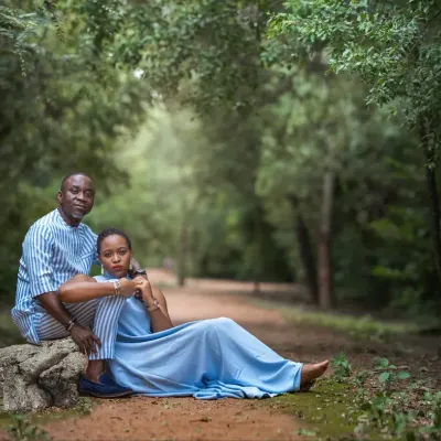 Documenting love for a living is a true privilege. This outdoor couple's portrait captures a quiet, intimate moment, showcasing their connection in a natural, relaxed setting.
